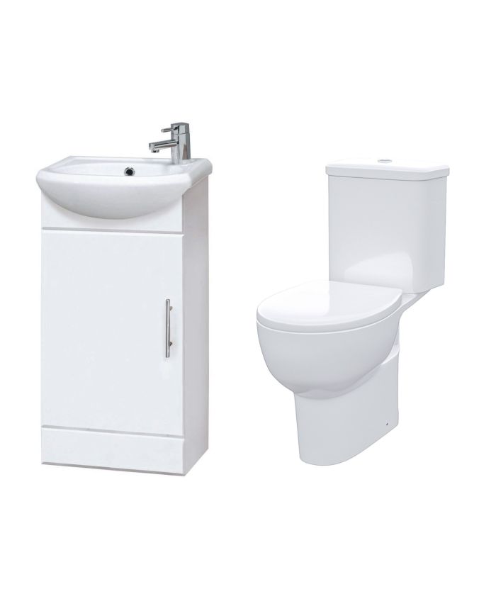Dyon 410 Mm Cloakroom Basin Vanity, Cloakroom Toilet And Vanity Unit Set