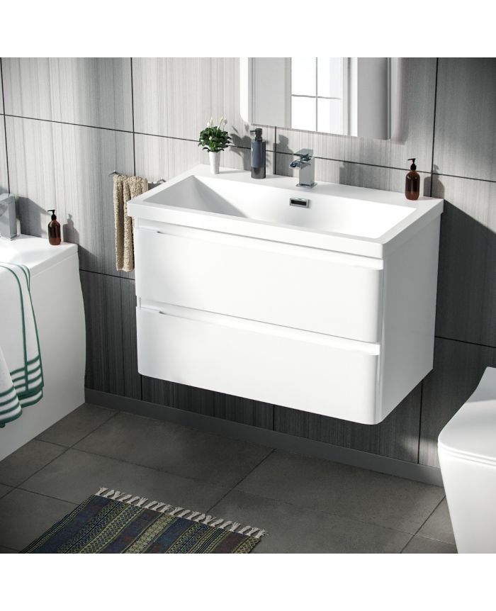 Chavis 800mm Wall Hung Vanity White And, Wall Hung Vanity Unit 800mm White