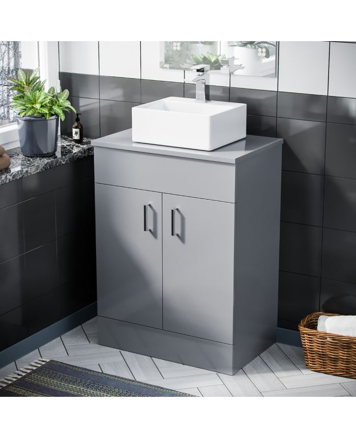Onken 500mm Light Grey Vanity Cabinet, Rectangle Sink Vanity Unit