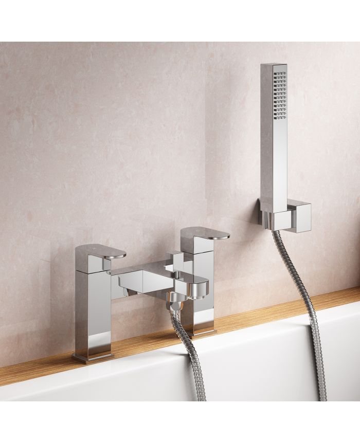 New Bathroom Taps Bath Sink Shower Mixer Bath Filler Tap with Hand Held Chrome 