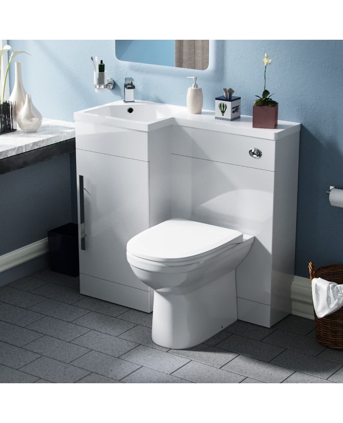 White Basin Combination Vanity Unit, Bathroom Vanity Units With Toilet White