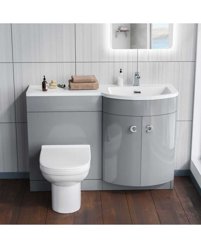 Dene 1100mm Rh Bathroom Basin Combination Vanity Unit Eslo Back To Wall Toilet - Bathroom Vanity And Toilet Combination Uk