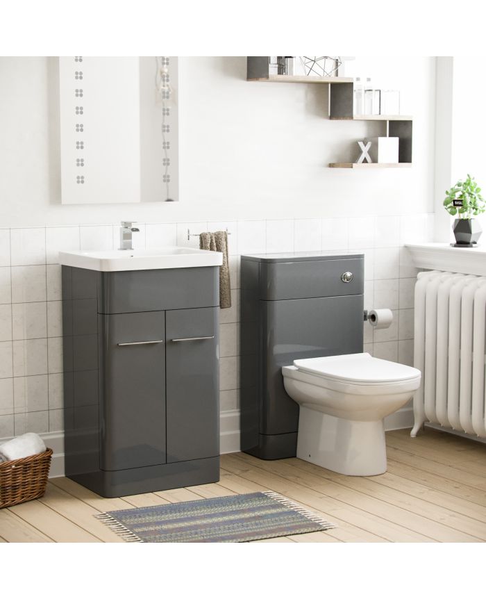 Torex Grey Vanity Unit And Wc Toilet, Vanity Units For Small Bathrooms