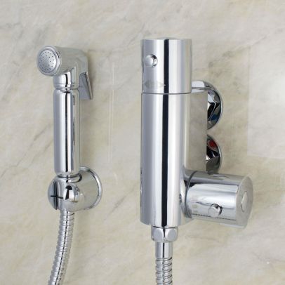 Bathroom Thermostatic Bar Valve Bidet Douche & Spray Kit Chrome
