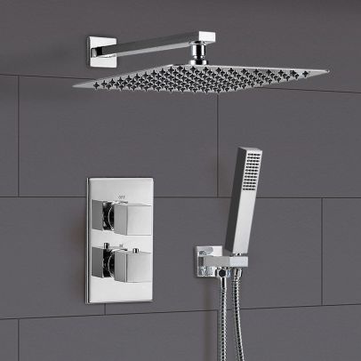 Temelis 2 Dial 2 Way Square Concealed Thermostatic Mixer Valve Shower 