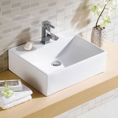 375mm x 110mm Bathroom Peregrine Cloakroom Counter Top or Wall Hung Ceramic Basin Sink and Fittings