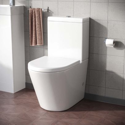 Contemporary Round Rimless Close Coupled Toilet With Soft Close Seat | Nancy