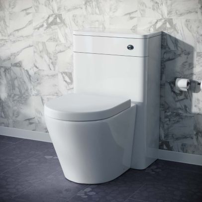 Afern Modern 500mm Back To Wall WC Rimless Toilet Gloss White Space Saving