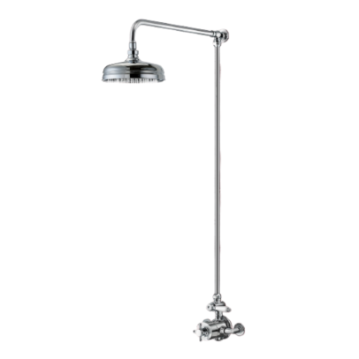 Tenix One Way 8" Traditional Thermostatic Shower Valve With Brass Slider Rail