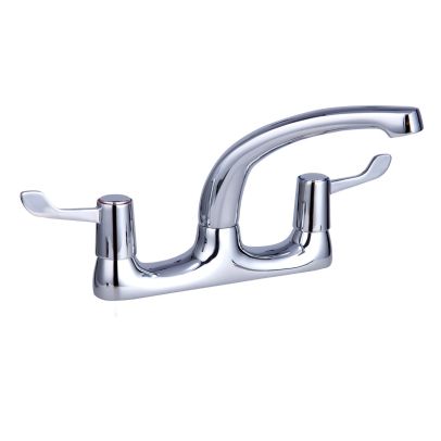 Contemporary Chrome Kitchen Deck Mounted Sink Mixer Tap