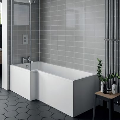 Kartell Elite L-Shaped Bath Front Panel 520mm H x 1500mm W - White