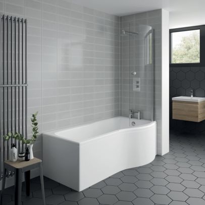 Kartell Oblique P-Shaped Bath Front Panel 520mm H x 1500mm W - White