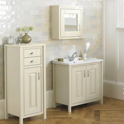Chiltern 800mm Vanity Basin Unit, Tall Boy Cabinet & Mirror Cabinet Furniture Suite Ivory