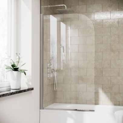Denver 800 mm Frameless Curved Bath Shower Screen Door