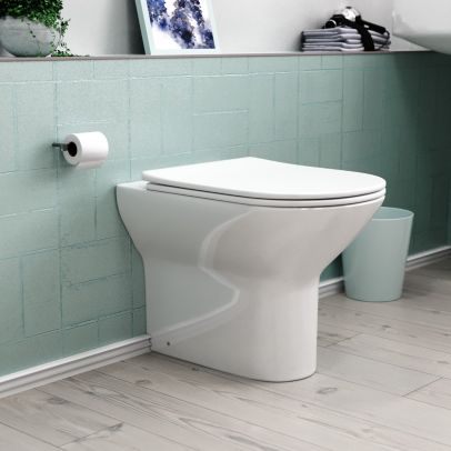 Matson Modern Round Back to Wall Toilet with Soft Close Seat White