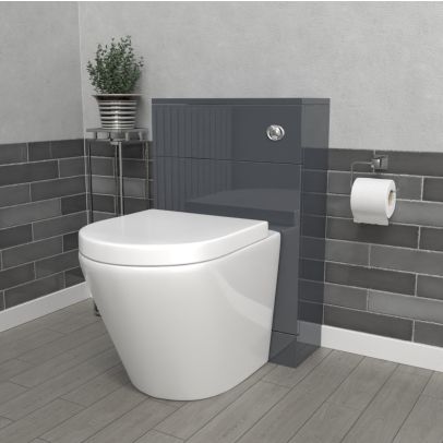 Romsley Modern 500mm Back To Wall Rimless Toilet with WC Unit Anthracite