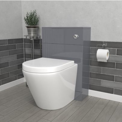 Romsley Modern 500mm Back To Wall Rimless Toilet with WC Unit Steel Grey