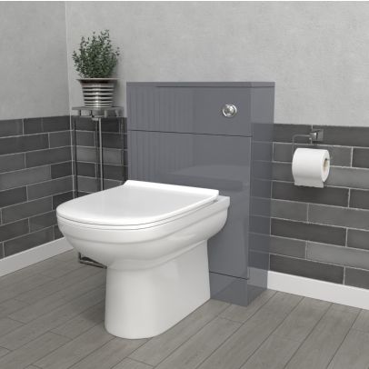 Howard Modern 500mm Back To Wall Rimless Toilet with WC Bathroom Steel Grey