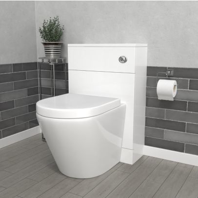 Romsley Modern 500mm Back To Wall Rimless Toilet with WC Unit Gloss White