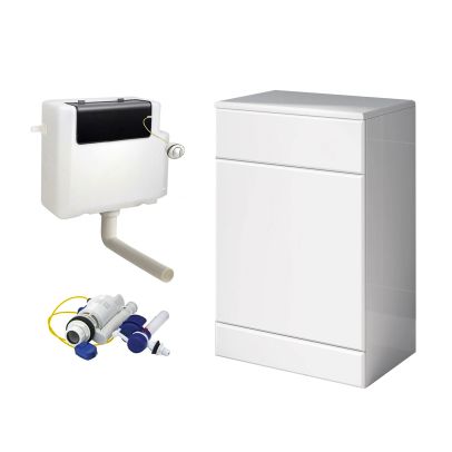 500MM BACK TO WALL WHITE GLOSS TOILET CISTERN UNIT & CISTERN