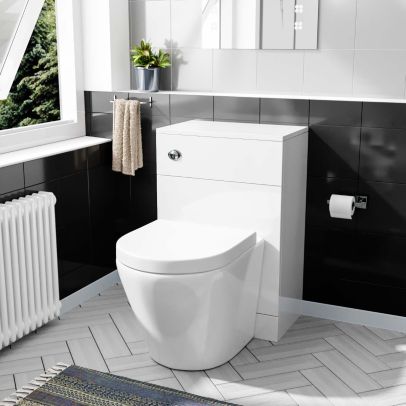 Eddy Modern Cloakroom BTW WC Unit, Curved Toilet and Soft Close Seat