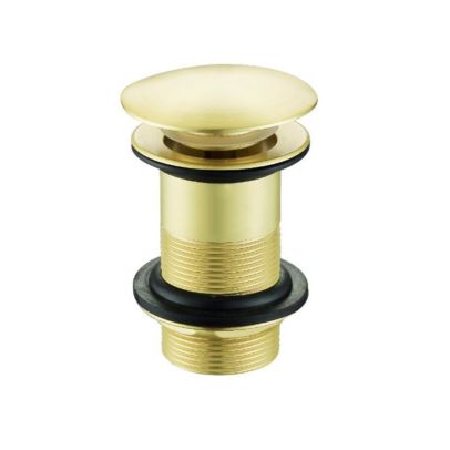 Push Button Unslotted Basin Waste Sprung Brushed Brass