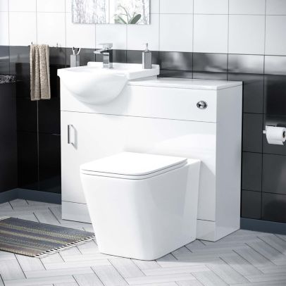Ellen 450mm Vanity Basin Unit, WC Unit & Elora Back To Wall Toilet White 