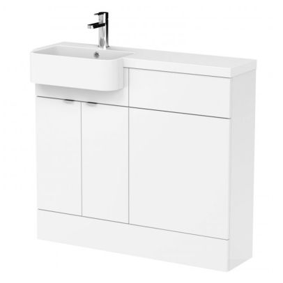 Hudson Reed Fusion Gloss White 1000mm Combination Unit & LH Semi Recessed Basin