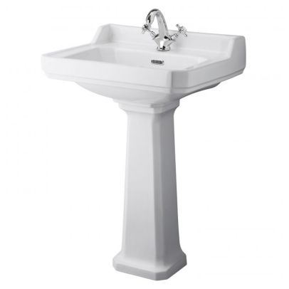 Hudson Reed Richmond Basin with Full Pedestal 595mm Wide - 1 Tap Hole