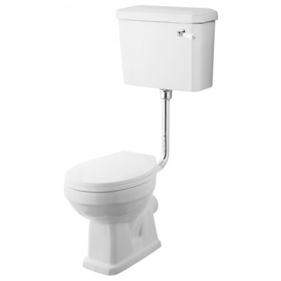 Hudson Reed Carlton Low Level Toilet with Lever Cistern and Flushpipe Excluding Seat