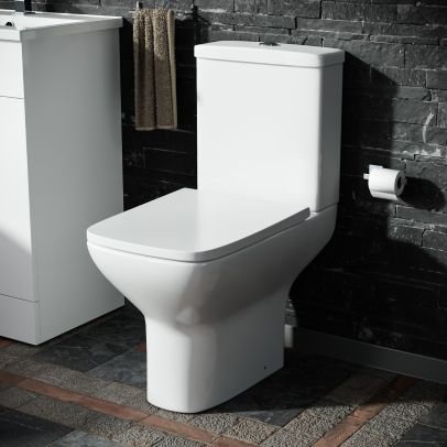 Sandra Modern Square Rimless Close Coupled Toilet With Soft Close Seat