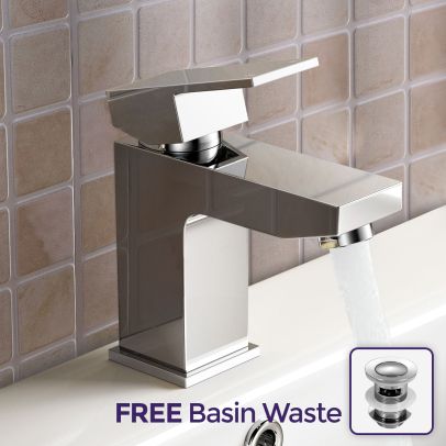 Aldo Bathroom Cloakroom Basin Mixer Tap & Waste Chrome