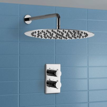  George Waterfall Round Thermostatic Control Chrome Shower