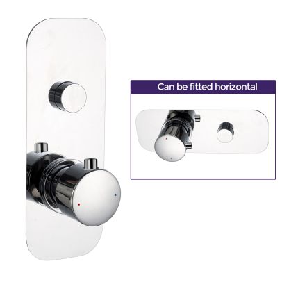 Concealed Thermostatic Mixer Shower Valve Round With 1 Outlet and 1 Knobs - Chrome