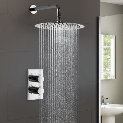 Lily Slim 2 Dial 1 Way Concealed Thermostatic Shower Mixer and Overhead