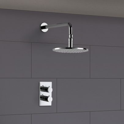 Lily Round Concealed Thermostatic Mixer with LED Shower Head Light