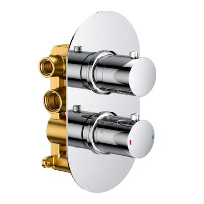 Modern Chrome Round 2-Way Concealed Thermostatic Shower Mixer Valve