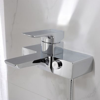Square Wall Mounted Bath Filler Mixer Tap Chrome