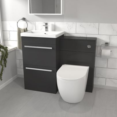Orton Anthracite Basin Vanity Cabinet With WC Unit & Back To Wall Toilet
