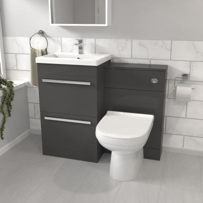 Bradley Anthracite Basin Vanity Cabinet With WC Unit & Soft Close Toilet