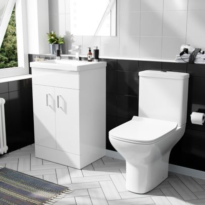 Carder 500mm Floorstanding Vanity Unit And Rimless Close Coupled Toilet White