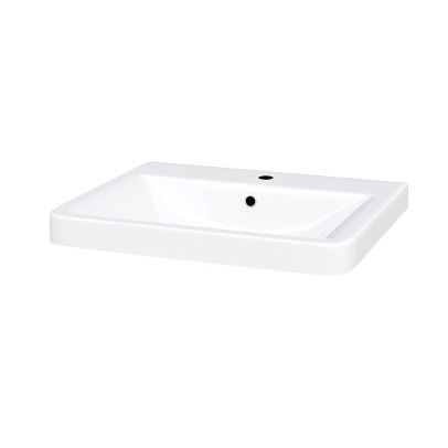 Lyndon 500mm Cloakroom Countertop Rectangular Basin White with 1 Tap Hole