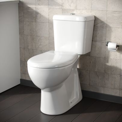 Close Coupled Round Toilet with Seat White