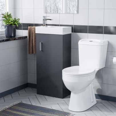 Nanuya 400mm Grey Sink Vanity Unit And WC Toilet Pan