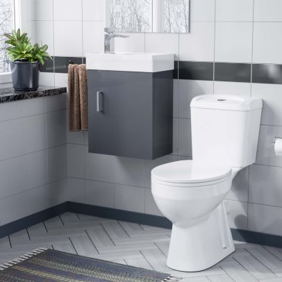 Nanuya 400mm  Grey Wall Hung Vanity Unit And Toilet Pan