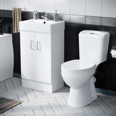 Nanuya Bathroom Suite 450 Flat Pack Vanity & WC Toilet Pan 