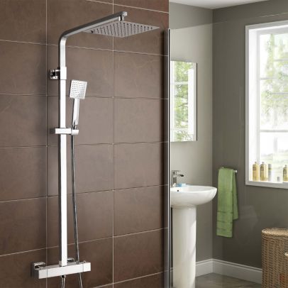 Thermostatic Shower Mixer With Slide Rail Kit Square	