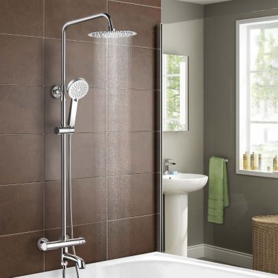 Fawley Round Thermostatic Shower Kit with Bath Filler Chrome