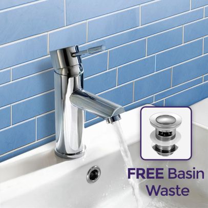 Fiona Cloakroom Basin Mini Mixer Tap and Sprung Slotted Waste