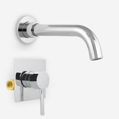 Remy Basin Modern Tap Wall Mounted Concealed Valve Mixer Hot And Cold Chrome 